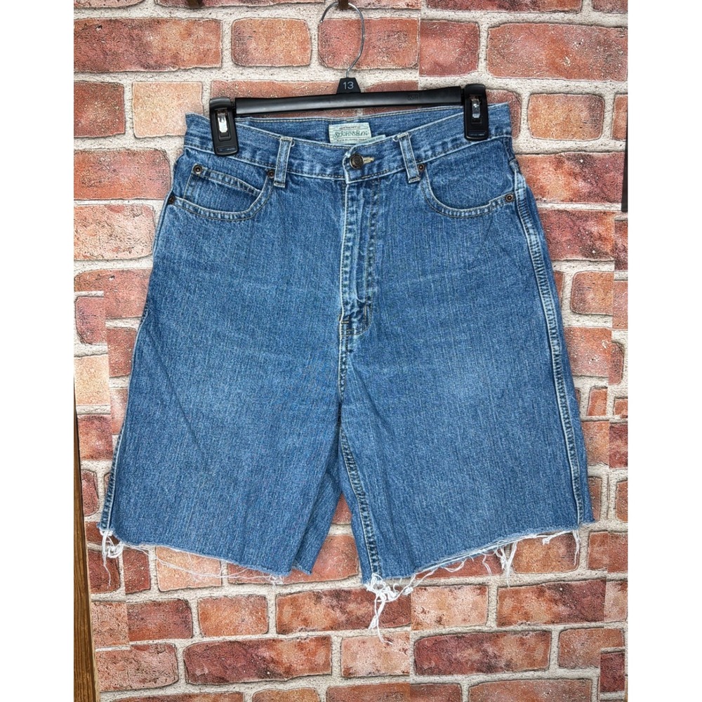 Vintage StJohns Bay HighWaisted Cinch Back DenimShorts MediumWash Raw Hem Size 8